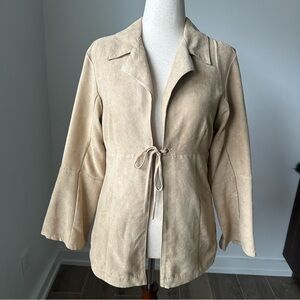 Faux Suede Tan Jacket with Tie Waist